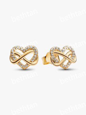 Sparkling Infinity Heart Stud Earrings
